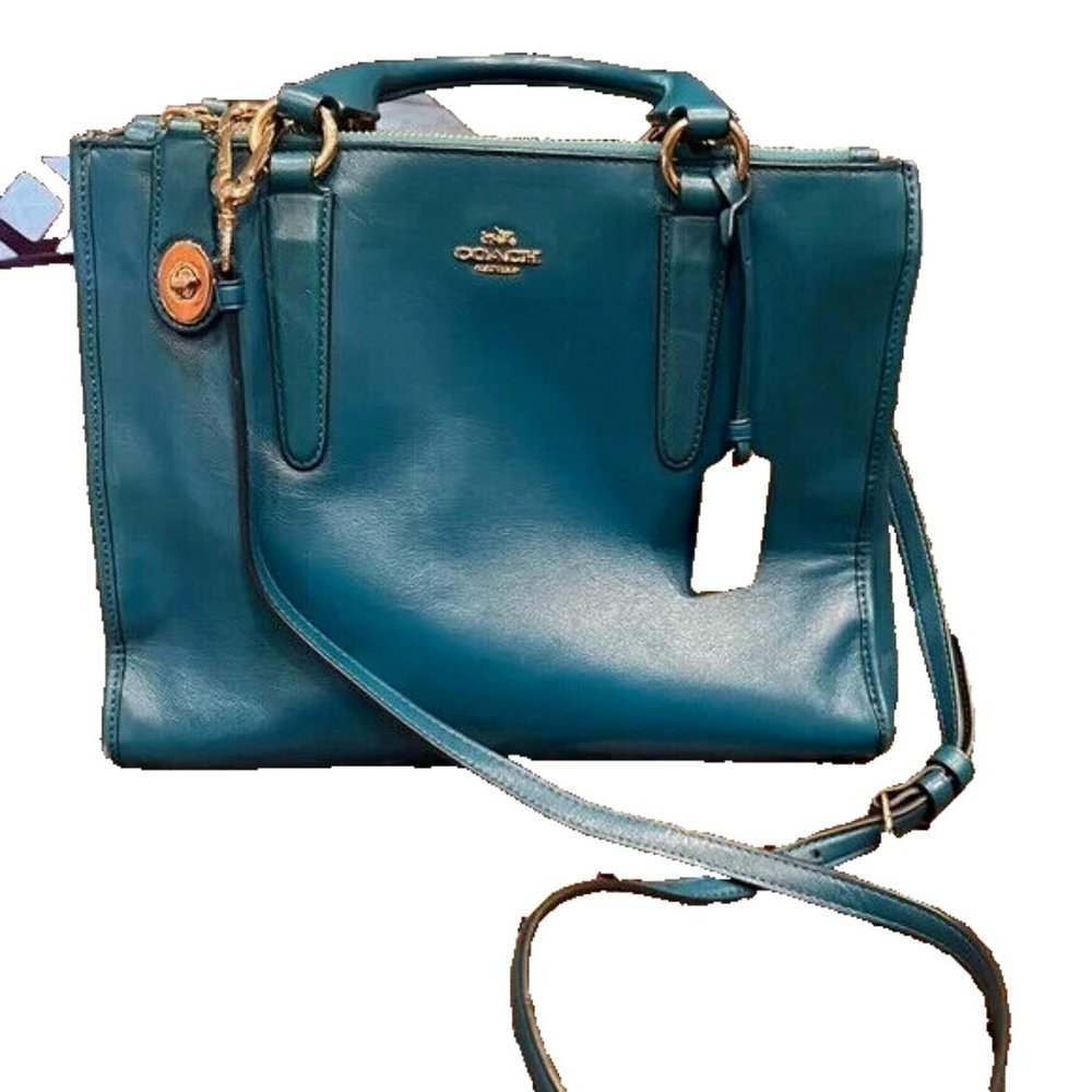 COACH 33545 CROSBY CARRYALL LIMITED EDITION TURQUOISE HANDBAG WITH STRAP